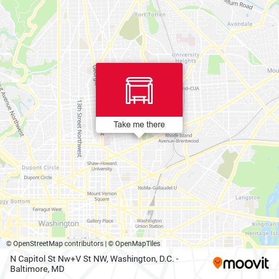Mapa de N Capitol St Nw+V St NW