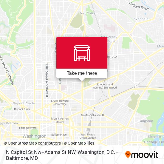 N Capitol St Nw+Adams St NW map