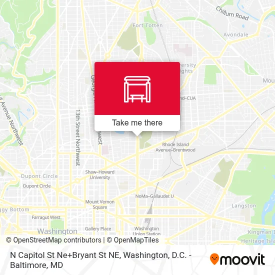N Capitol St Ne+Bryant St NE map