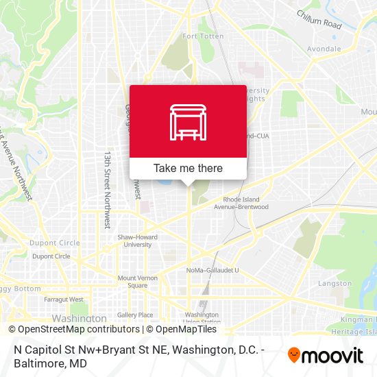 N Capitol St Nw+Bryant St NE map