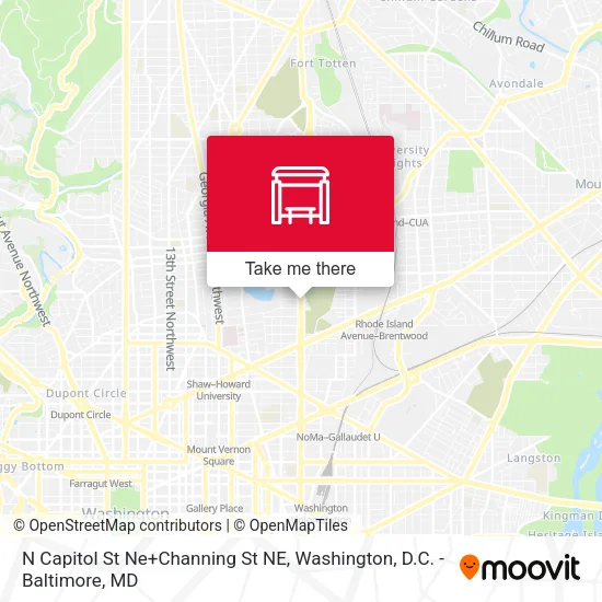 N Capitol St Ne+Channing St NE map