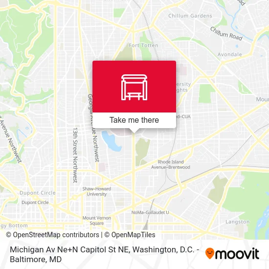 Michigan Av Ne+N Capitol St NE map
