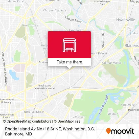 Rhode Island Av Ne+18 St NE map