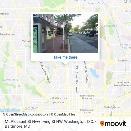 Mt Pleasant St Nw+Irving St NW map