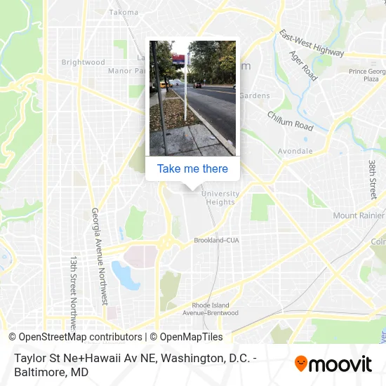 Taylor St Ne+Hawaii Av NE map