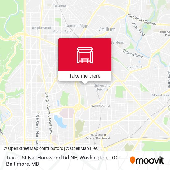 Taylor St Ne+Harewood Rd NE map