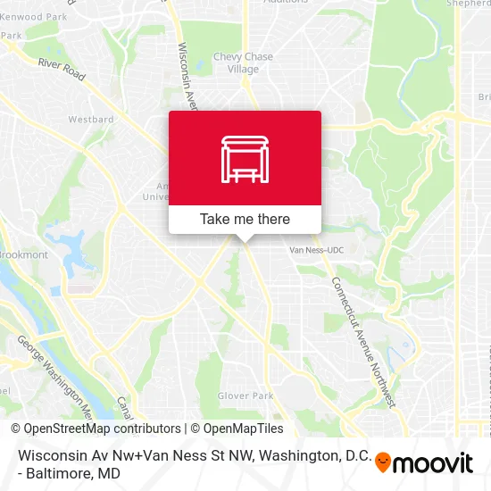 Wisconsin Av Nw+Van Ness St NW map