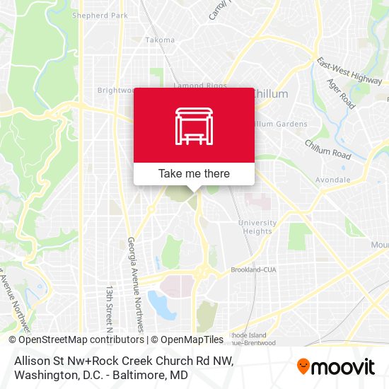 Allison St Nw+Rock Creek Church Rd NW map