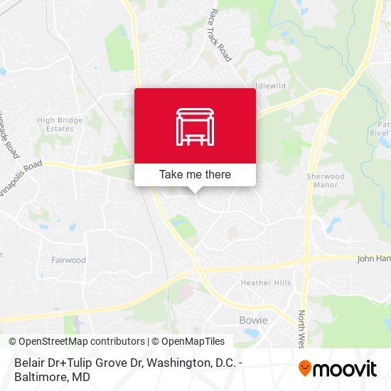 Belair Dr+Tulip Grove Dr map