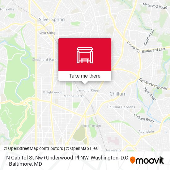 N Capitol St Nw+Underwood Pl NW map