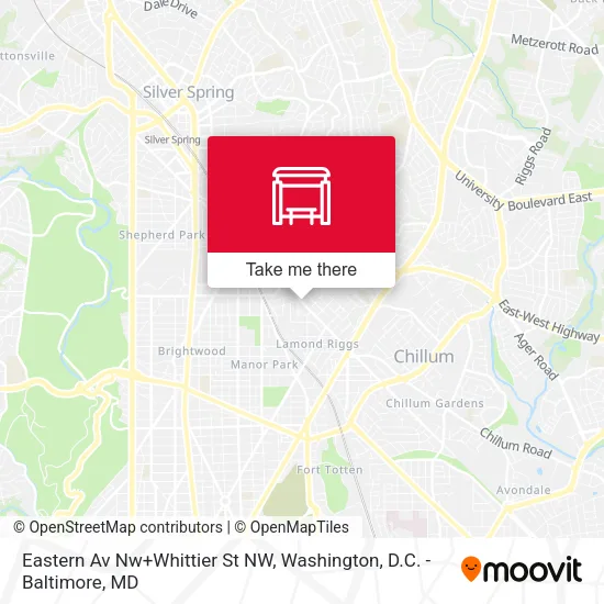 Eastern Av Nw+Whittier St NW map