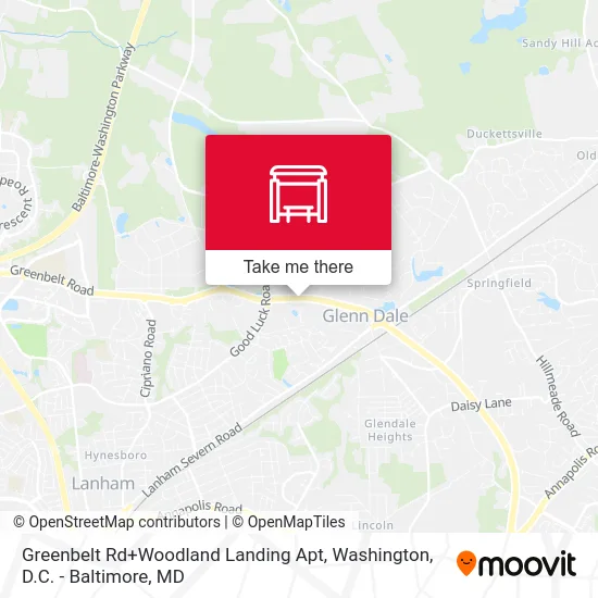 Greenbelt Rd+Woodland Landing Apt map
