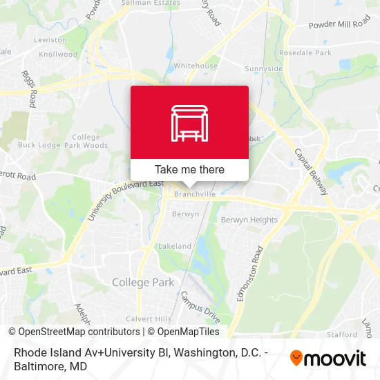 Rhode Island Av+University Bl map