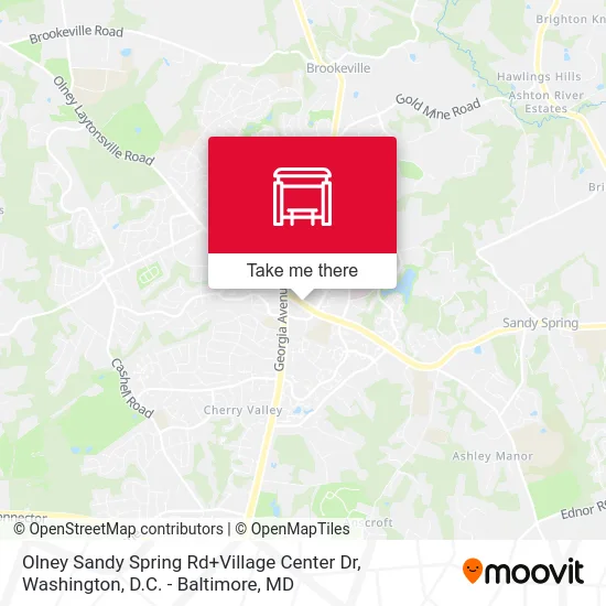 Olney Sandy Spring Rd+Village Center Dr map