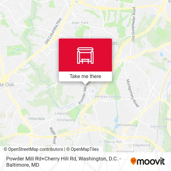 Powder Mill Rd+Cherry Hill Rd map