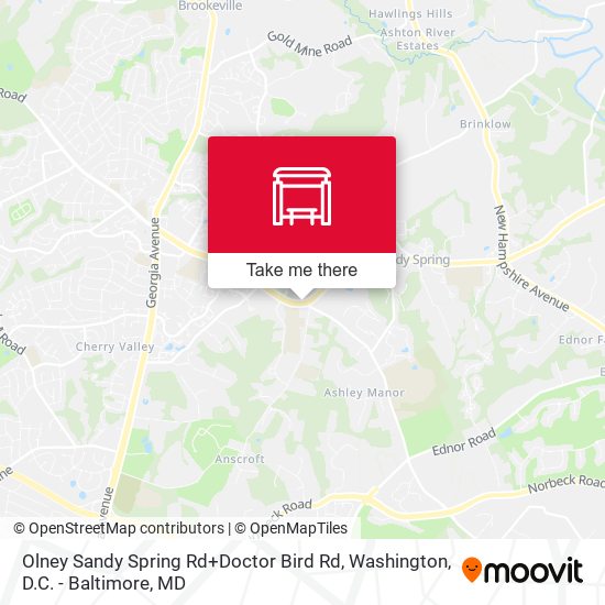 Olney Sandy Spring Rd+Doctor Bird Rd map