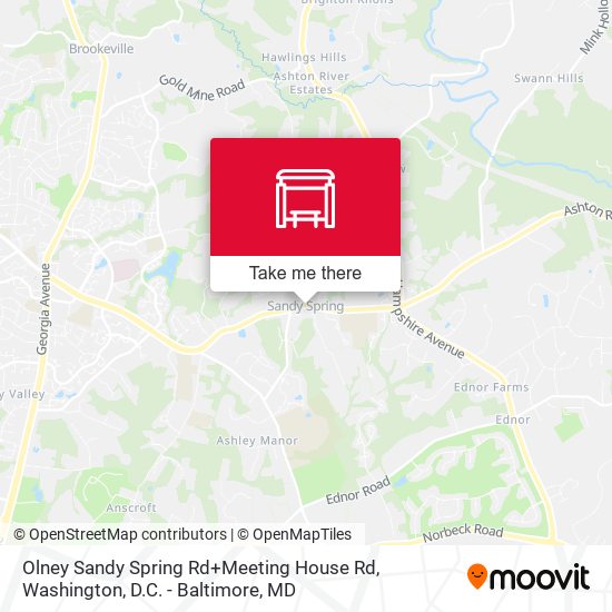 Olney Sandy Spring Rd+Meeting House Rd map