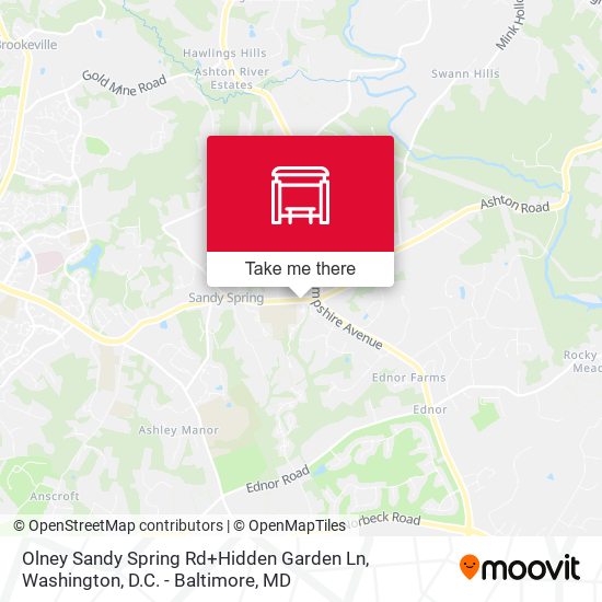 Olney Sandy Spring Rd+Hidden Garden Ln map