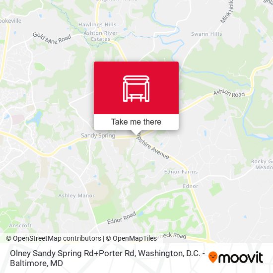 Olney Sandy Spring Rd+Porter Rd map
