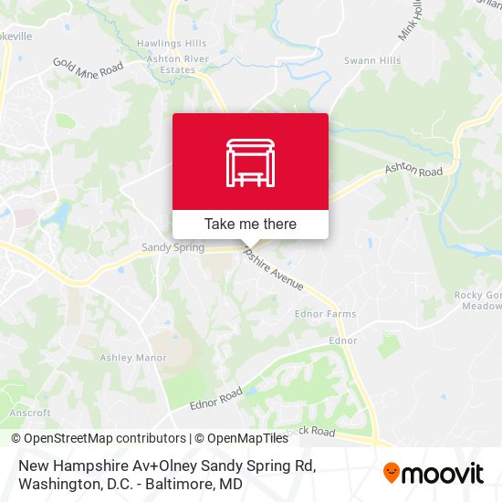 New Hampshire Av+Olney Sandy Spring Rd map