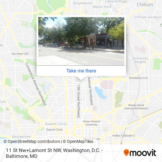 11 St Nw+Lamont St NW map