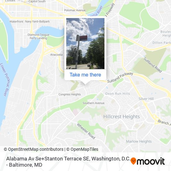 Alabama Av Se+Stanton Terrace SE map