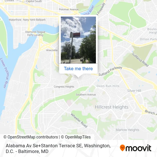 Alabama Av Se+Stanton Terrace SE map