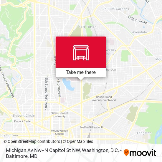 Mapa de Michigan Av Nw+N Capitol St NW