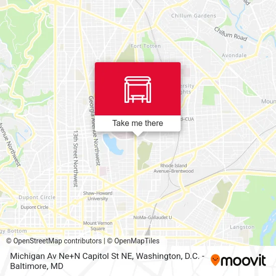 Michigan Av Ne+N Capitol St NE map