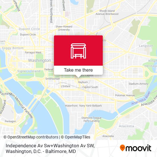 Mapa de Independence Av Sw+Washington Av SW