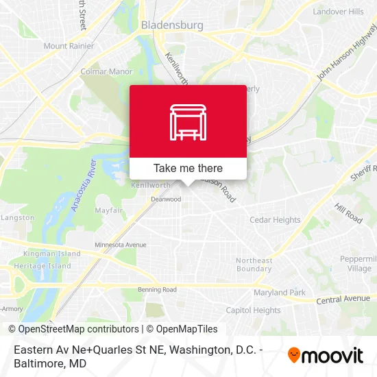 Eastern Av Ne+Quarles St NE map