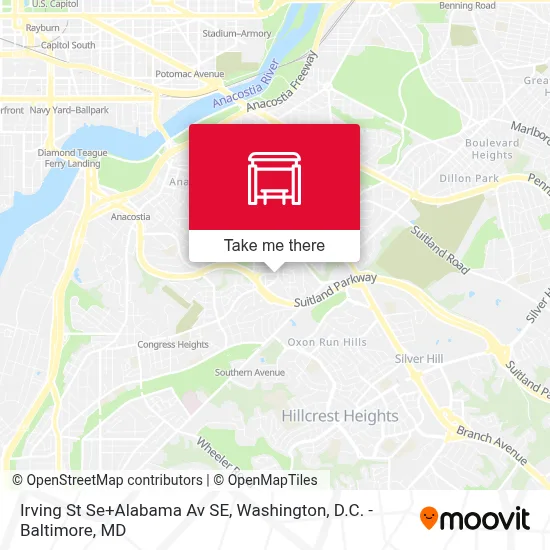 Irving St Se+Alabama Av SE map