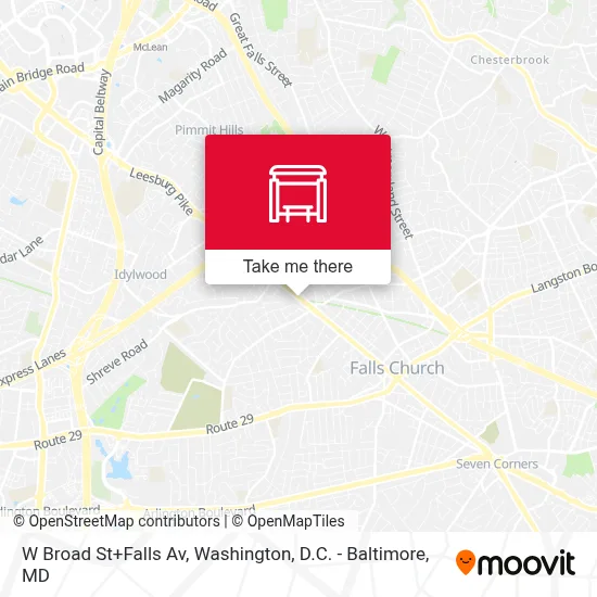W Broad St+Falls Av map