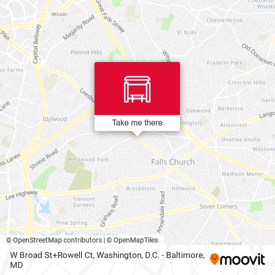 W Broad St+Rowell Ct map