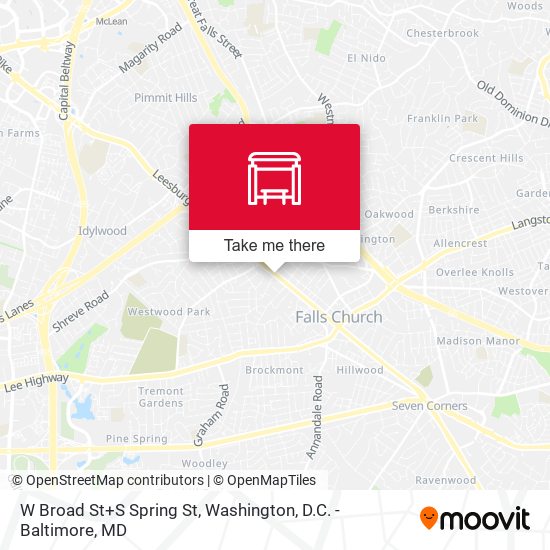W Broad St+S Spring St map