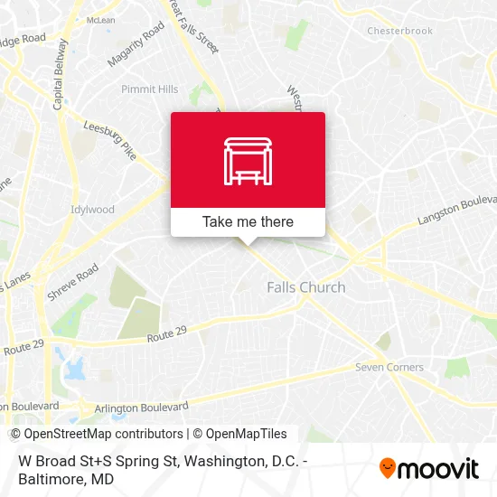 W Broad St+S Spring St map