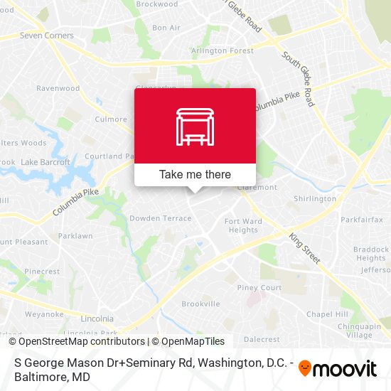 S George Mason Dr+Seminary Rd map