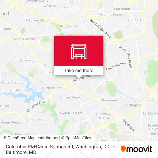 Columbia Pk+Carlin Springs Rd map