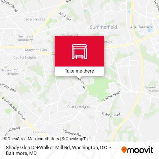 Shady Glen Dr+Walker Mill Rd map