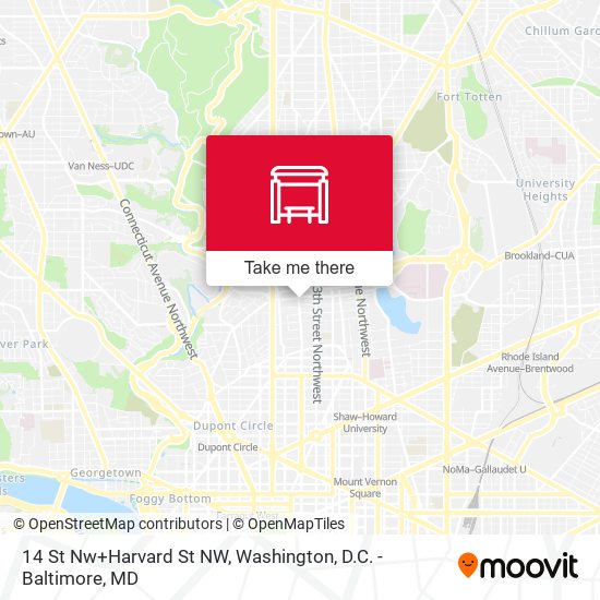 14 St Nw+Harvard St NW map