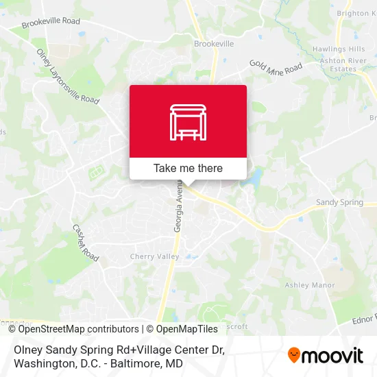 Olney Sandy Spring Rd+Village Center Dr map