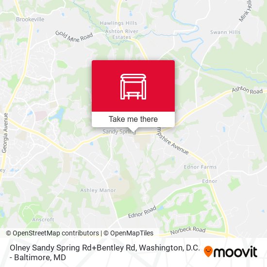 Olney Sandy Spring Rd+Bentley Rd map