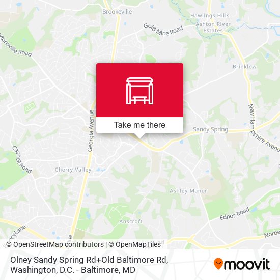 Olney Sandy Spring Rd+Old Baltimore Rd map