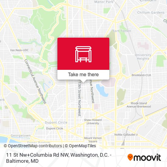 11 St Nw+Columbia Rd NW map