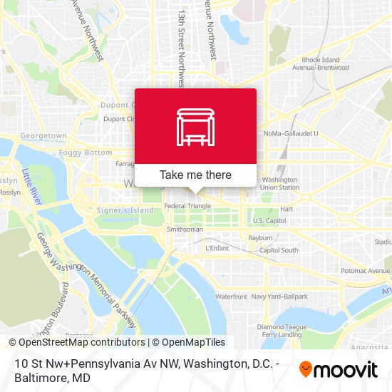 10 St Nw+Pennsylvania Av NW map