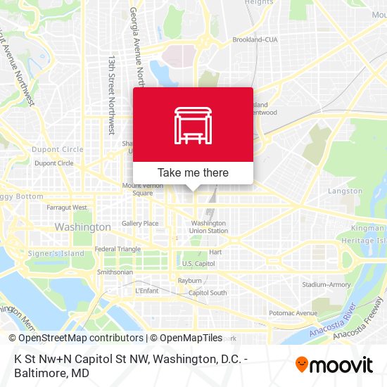 Mapa de K St Nw+N Capitol St NW