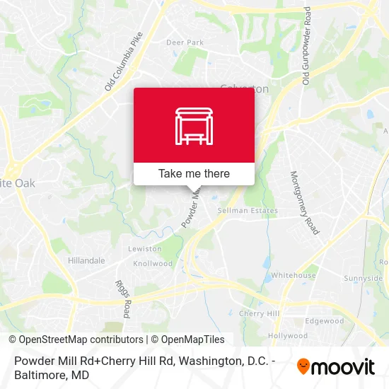 Powder Mill Rd+Cherry Hill Rd map