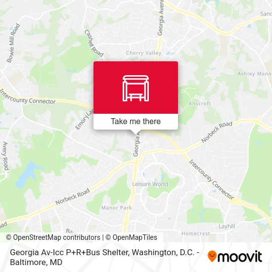 Georgia Av-Icc P+R+Bus Shelter map