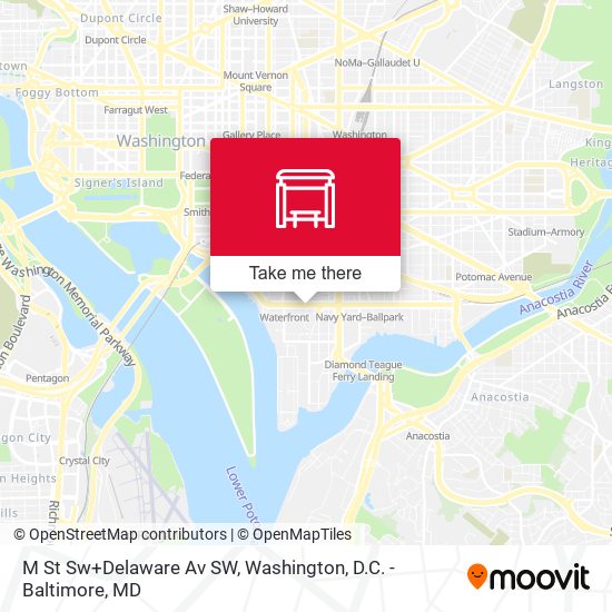 Mapa de M St Sw+Delaware Av SW