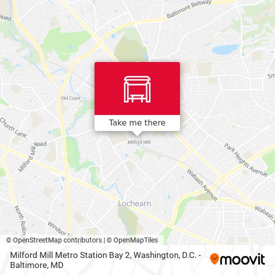 Milford Mill Metro Station Bay 2 map
